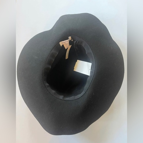 NWT Nordstrom 100% Felted Wool Hat Wide Brim Black Women’s One Size - Picture 3 of 4